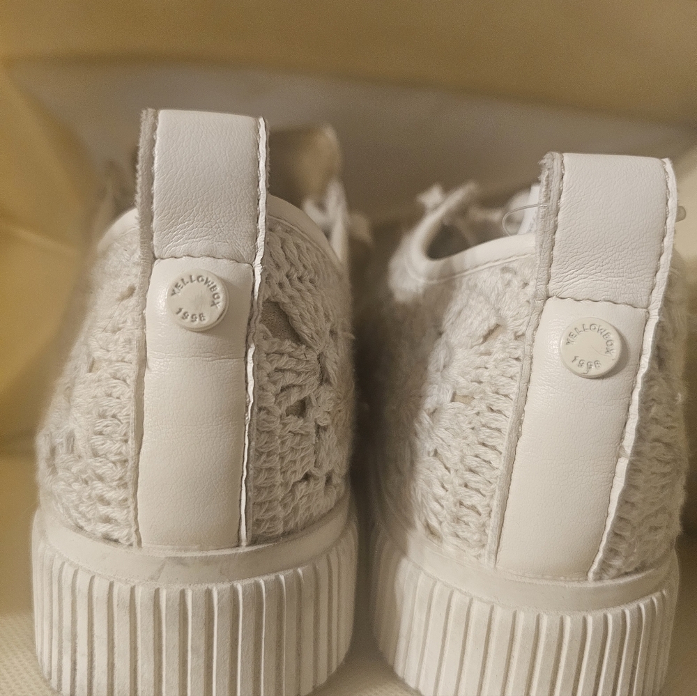 Yellow Box Cream Crochet Sneakers With Laces. - Picture 3 of 5
